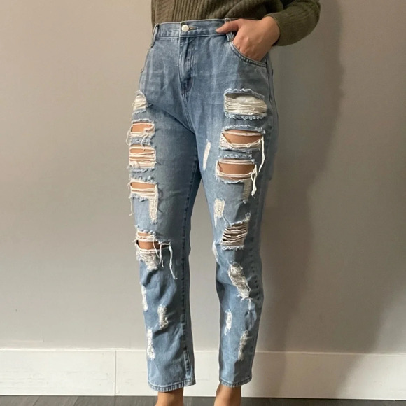 👖 90s Vibes Princess Polly Distressed High Waisted Jeans  - Women's Size 10👖 - Picture 1 of 10